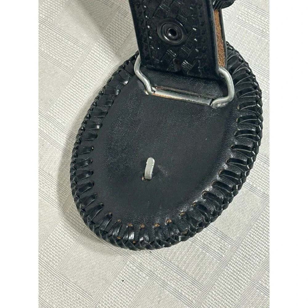 GENUINE Rattle Snake Buckle with Black Leather Belt Size 36 Mens Western boot